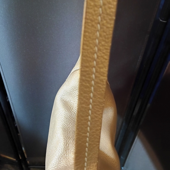 The SAK Pink Label Gold Pebble Leather Fringe Shoulder Bag. - Picture 6 of 16